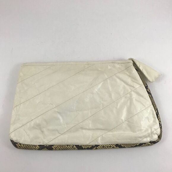 Vintage Asymmetrical White Leather/Snakeskin Bag - Picture 2 of 3